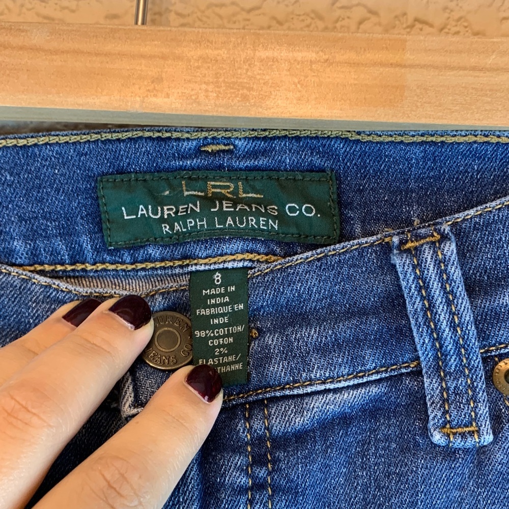 Ralph Lauren Women's classic straight jean sz 8 medium wash midrise work *flaw - Picture 2 of 8